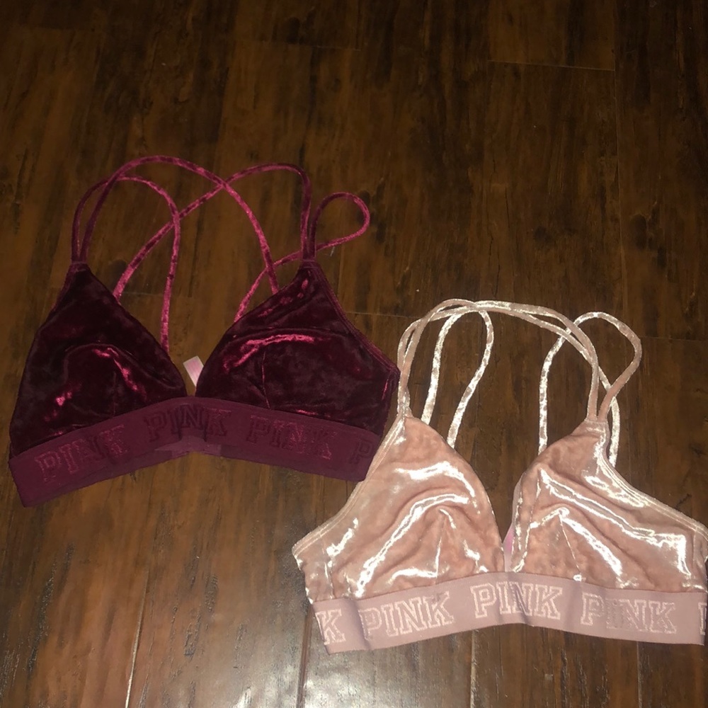 2 Velvet PINK bralettes